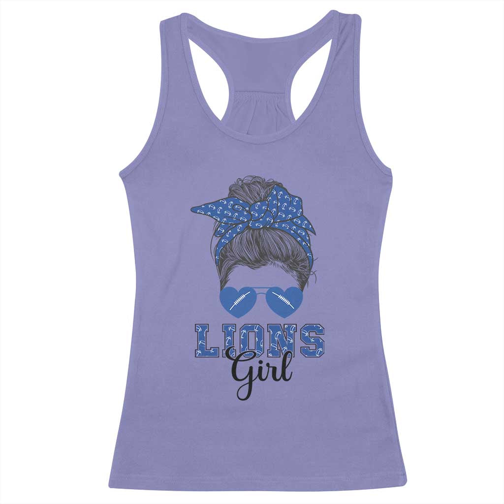 Lions Girl Racerback Tank Top Messy Bun Funny Sports Fan Team