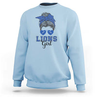 Lions Girl Sweatshirt Messy Bun Funny Sports Fan Team