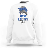 Lions Girl Sweatshirt Messy Bun Funny Sports Fan Team