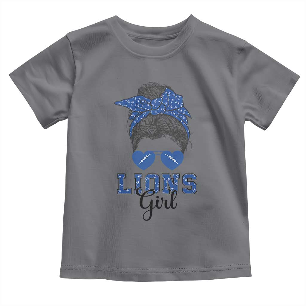 Lions Girl Toddler T Shirt Messy Bun Funny Sports Fan Team