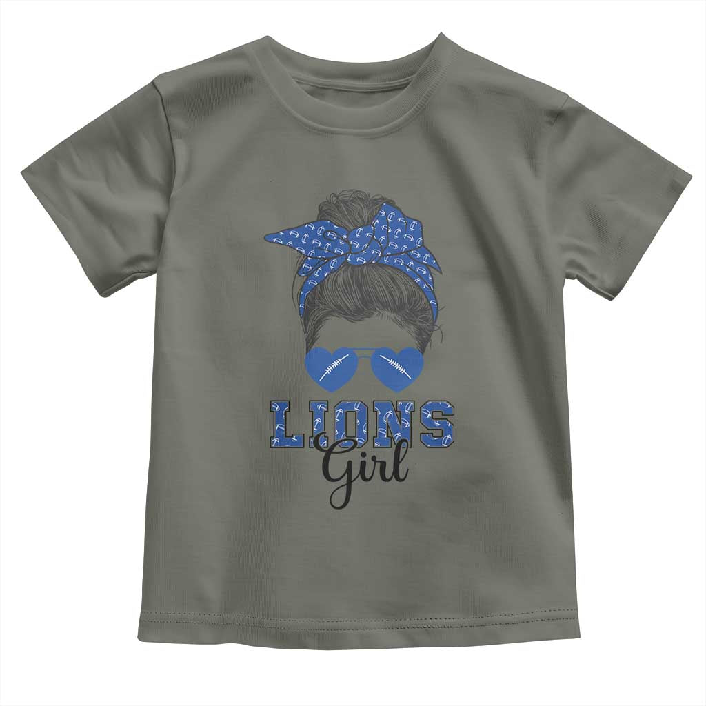 Lions Girl Toddler T Shirt Messy Bun Funny Sports Fan Team