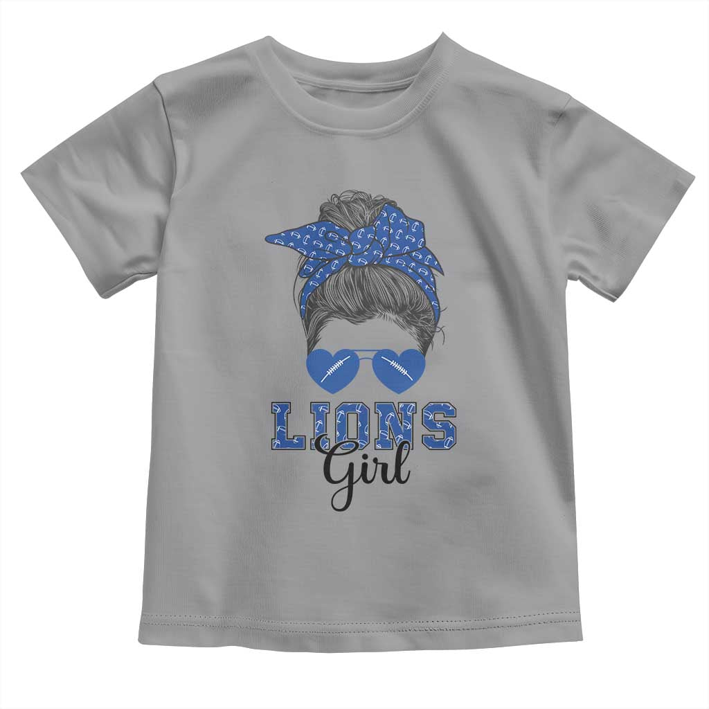 Lions Girl Toddler T Shirt Messy Bun Funny Sports Fan Team