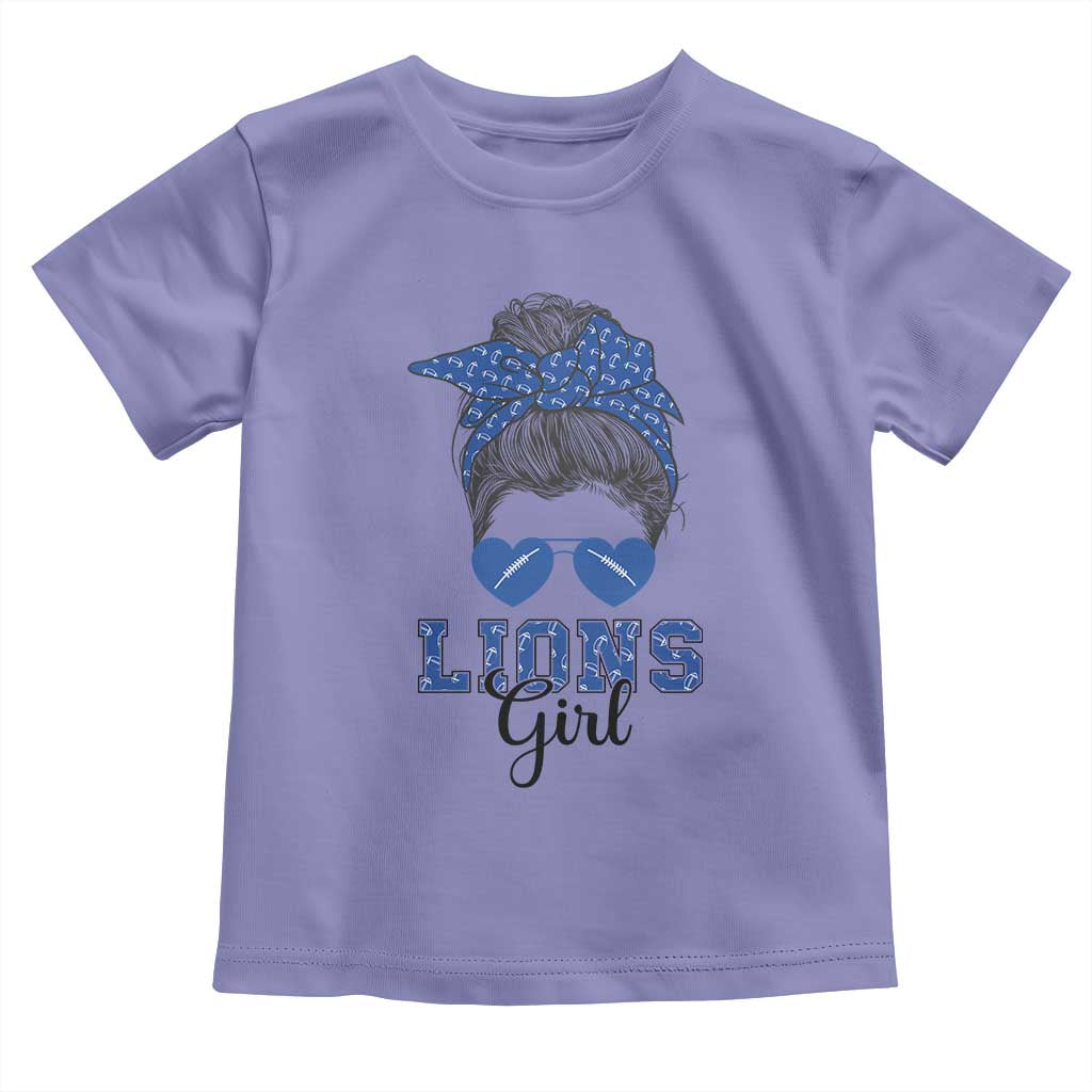 Lions Girl Toddler T Shirt Messy Bun Funny Sports Fan Team