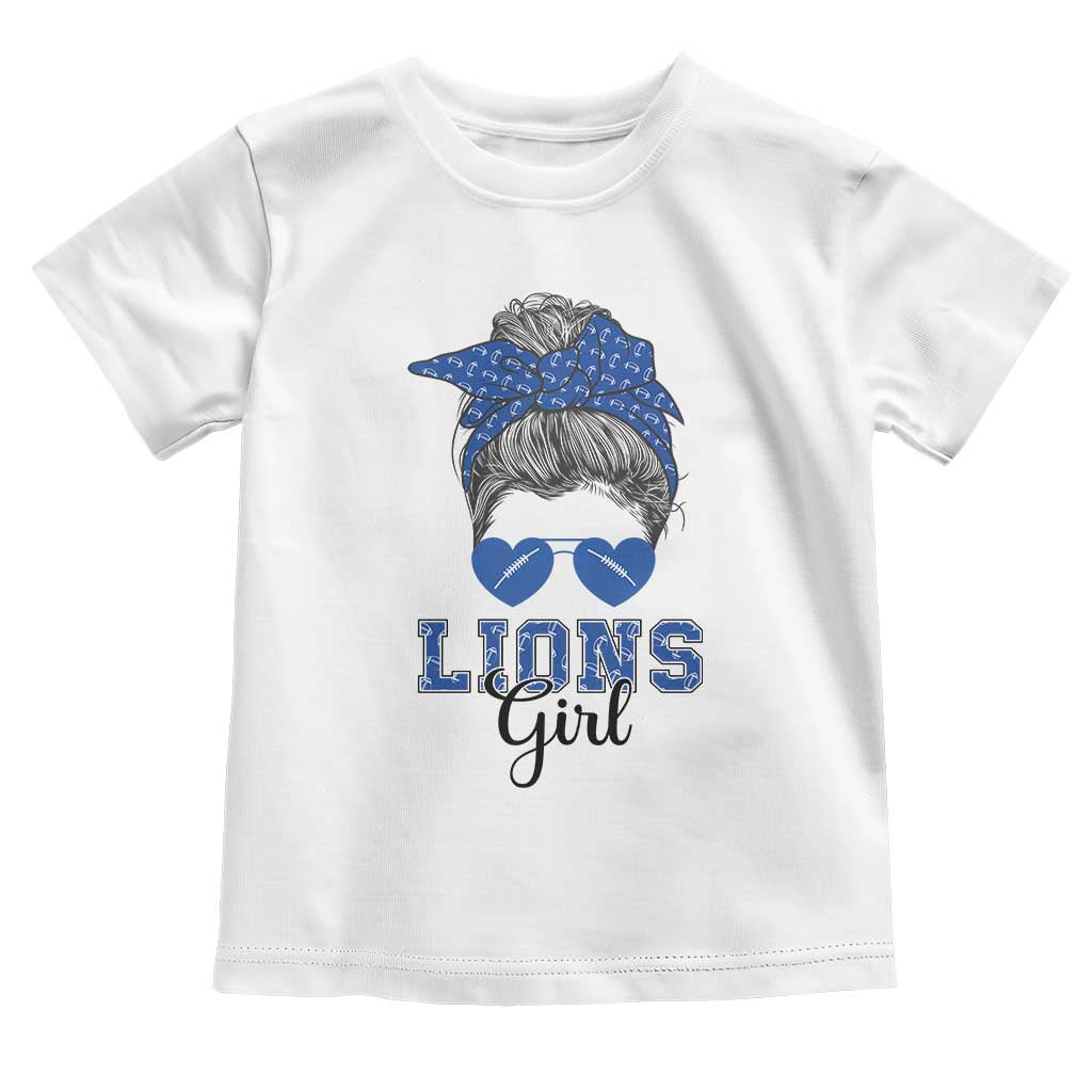 Lions Girl Toddler T Shirt Messy Bun Funny Sports Fan Team