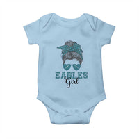 Eagles Girl Baby Onesie Messy Bun Funny Sports Fan Team