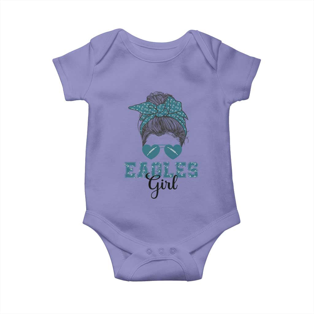 Eagles Girl Baby Onesie Messy Bun Funny Sports Fan Team