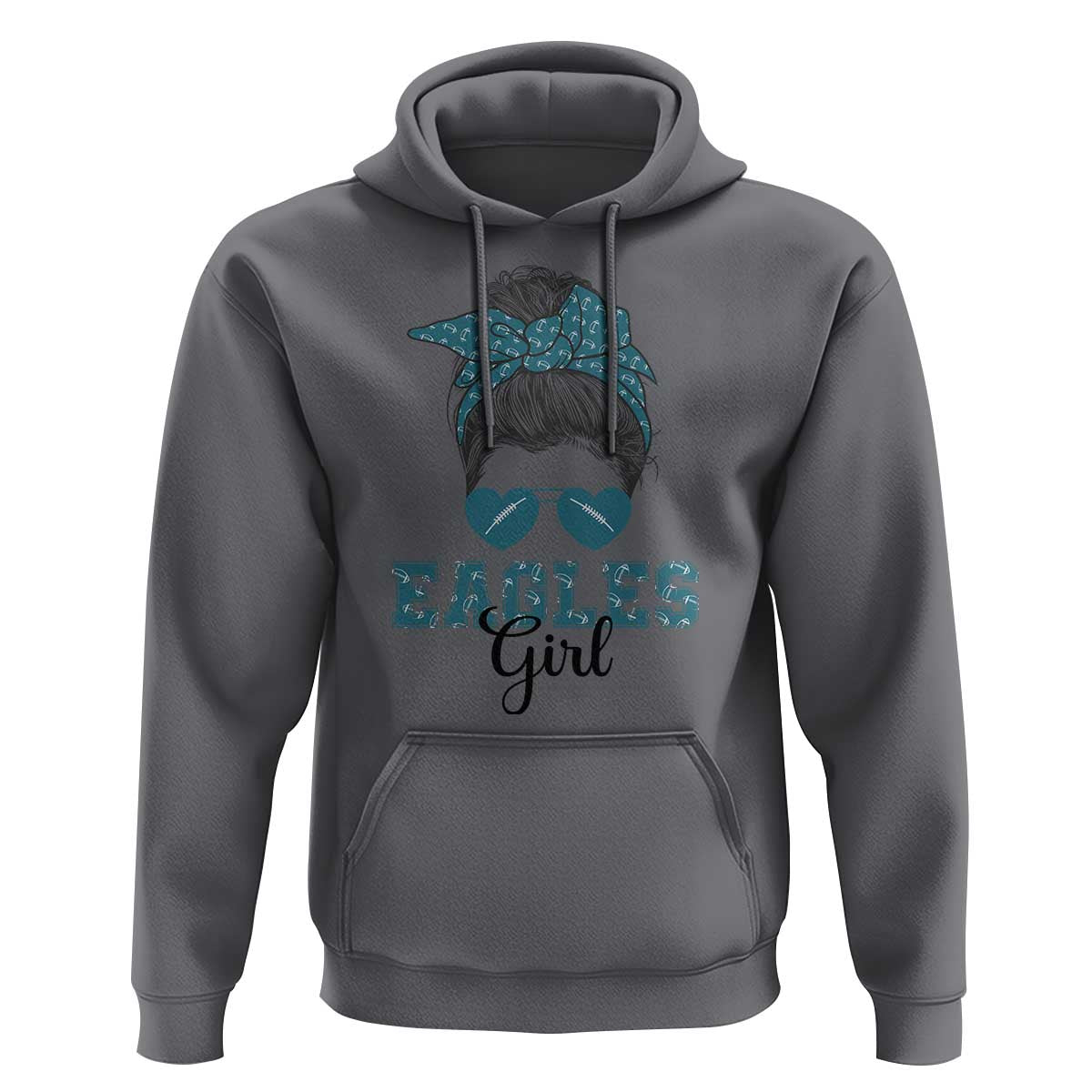 Eagles Girl Hoodie Messy Bun Funny Sports Fan Team