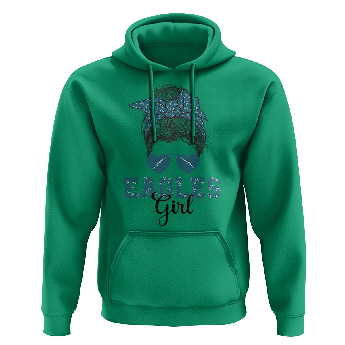 Eagles Girl Hoodie Messy Bun Funny Sports Fan Team