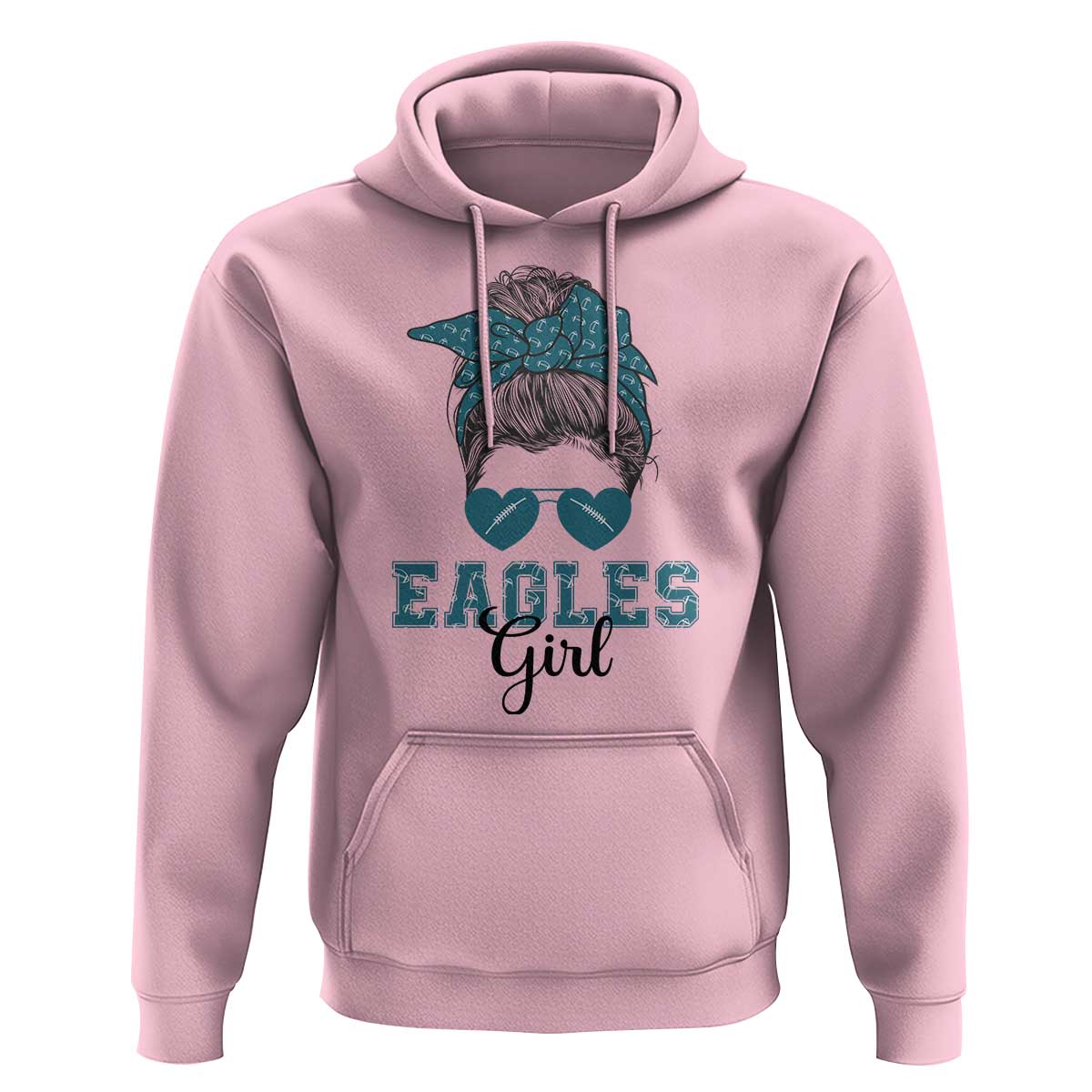 Eagles Girl Hoodie Messy Bun Funny Sports Fan Team