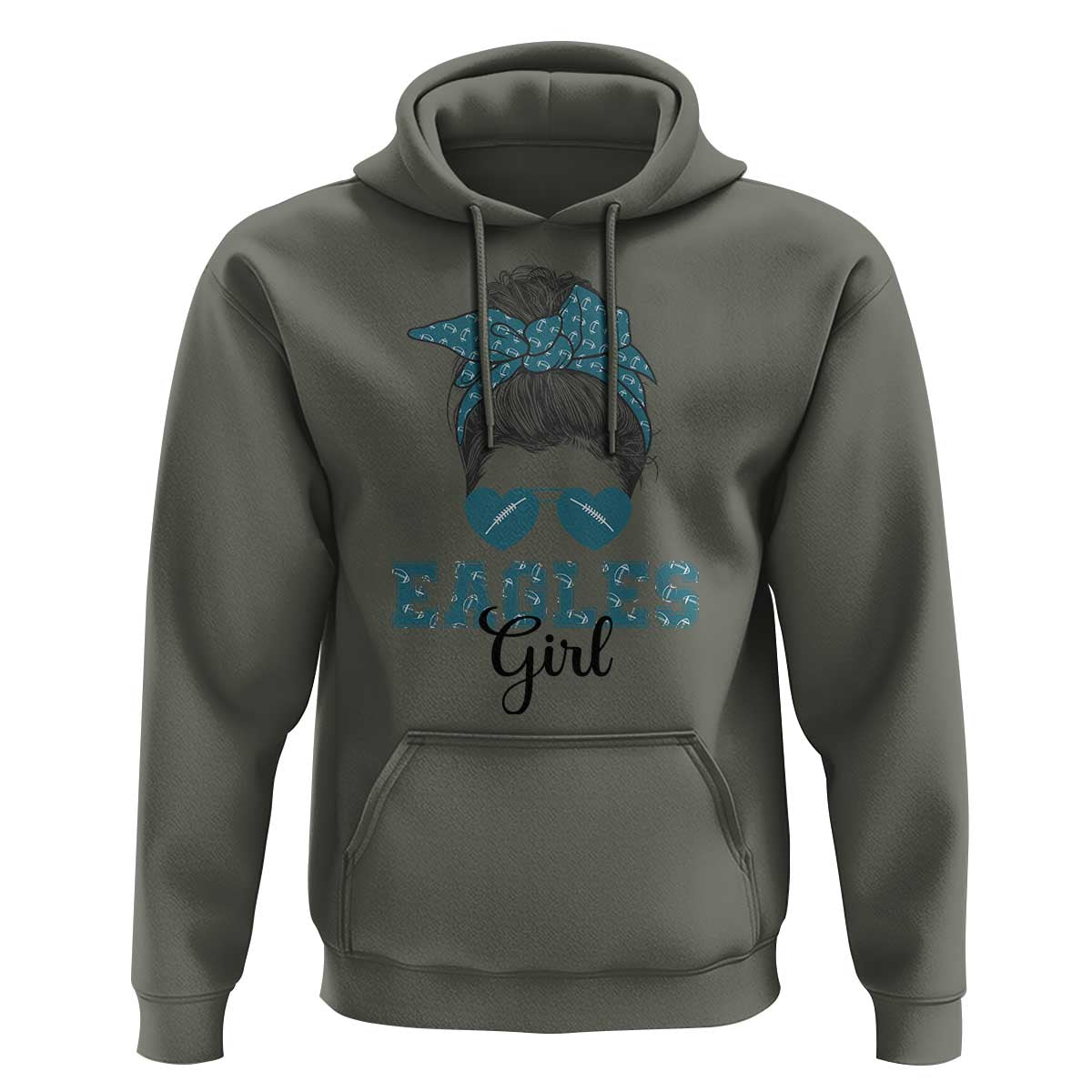 Eagles Girl Hoodie Messy Bun Funny Sports Fan Team