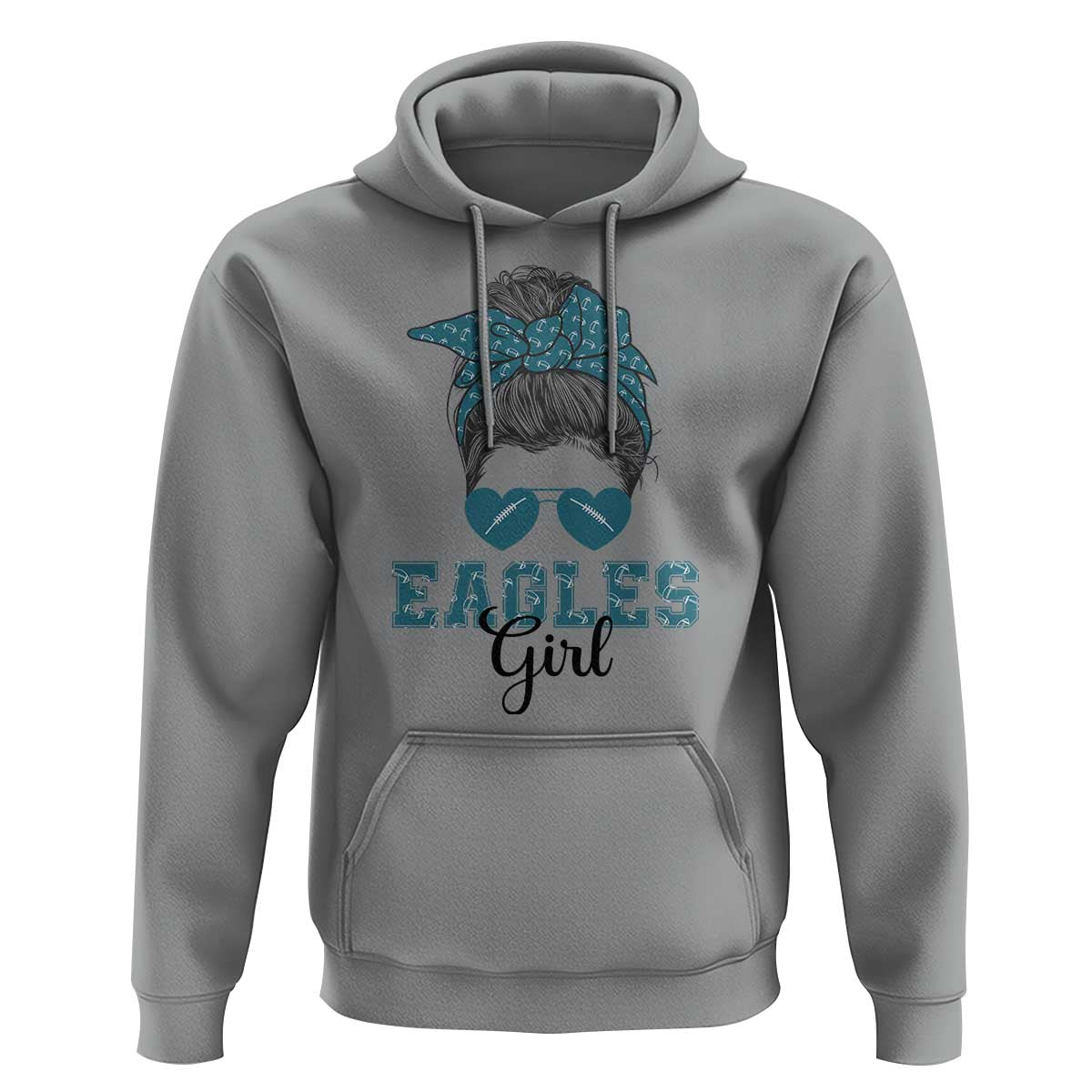 Eagles Girl Hoodie Messy Bun Funny Sports Fan Team