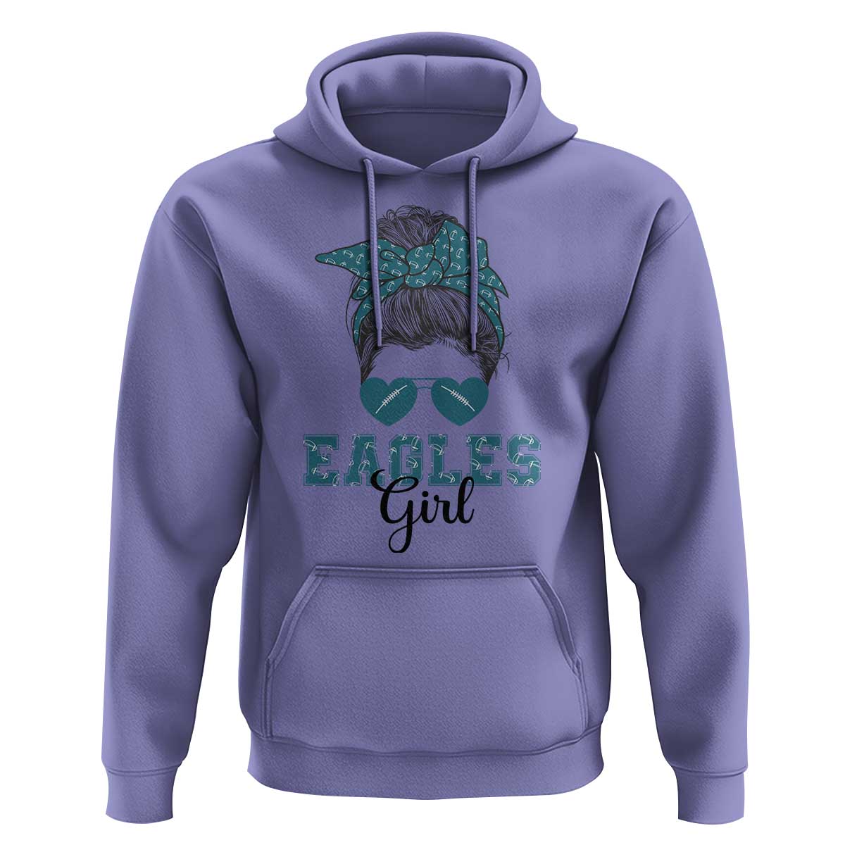 Eagles Girl Hoodie Messy Bun Funny Sports Fan Team