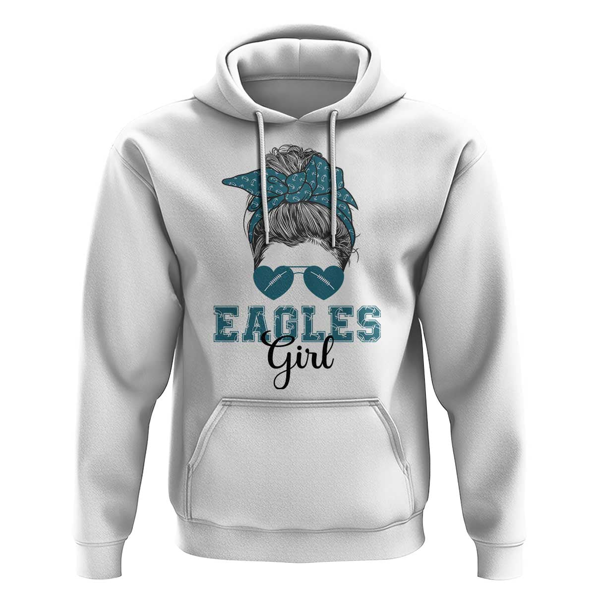 Eagles Girl Hoodie Messy Bun Funny Sports Fan Team