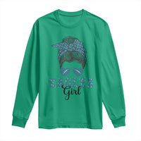 Eagles Girl Long Sleeve Shirt Messy Bun Funny Sports Fan Team