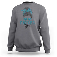 Eagles Girl Sweatshirt Messy Bun Funny Sports Fan Team
