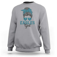 Eagles Girl Sweatshirt Messy Bun Funny Sports Fan Team