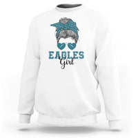 Eagles Girl Sweatshirt Messy Bun Funny Sports Fan Team