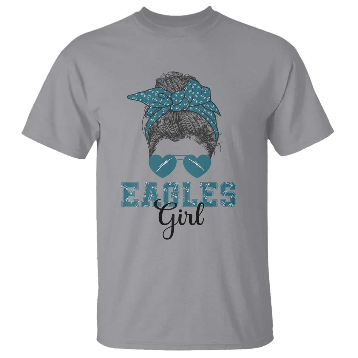 Eagles Girl T Shirt Messy Bun Funny Sports Fan Team