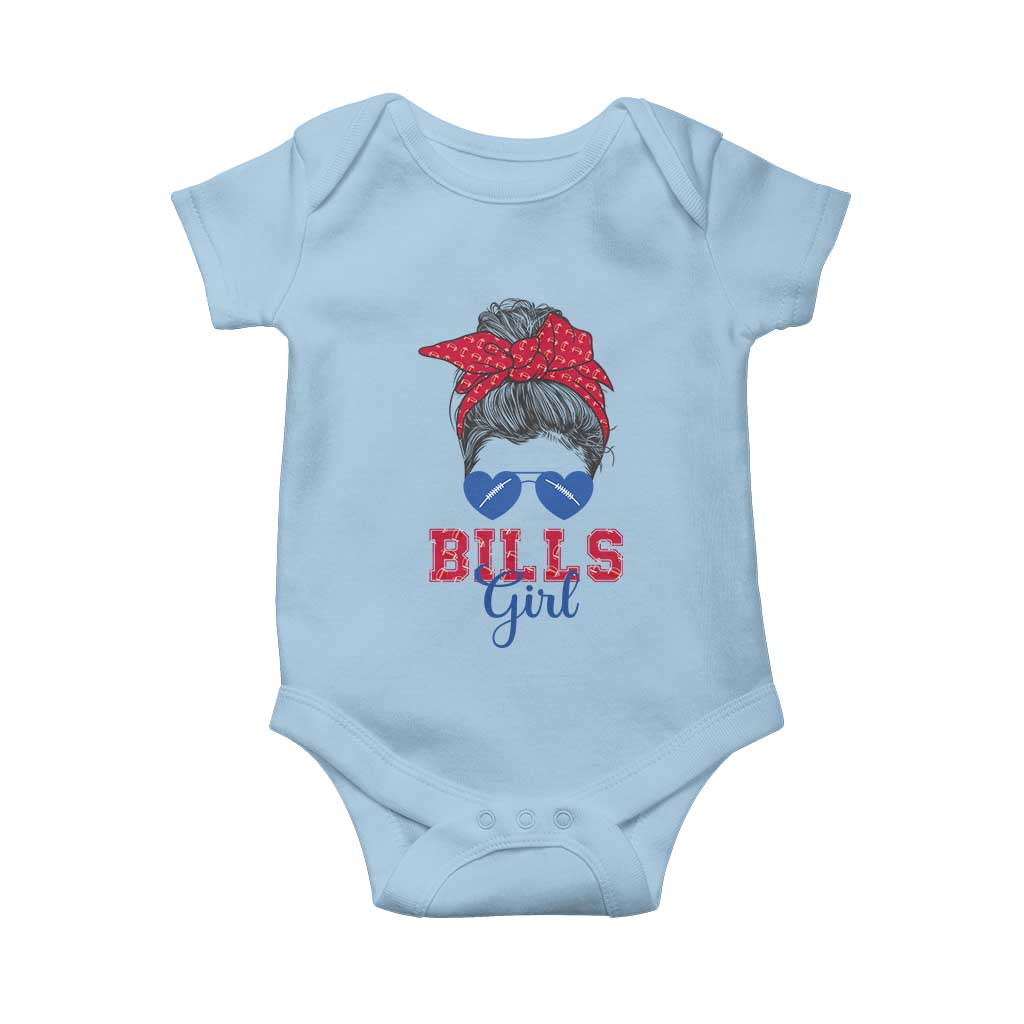 Bills Girl Baby Onesie Messy Bun Funny Sports Fan Team