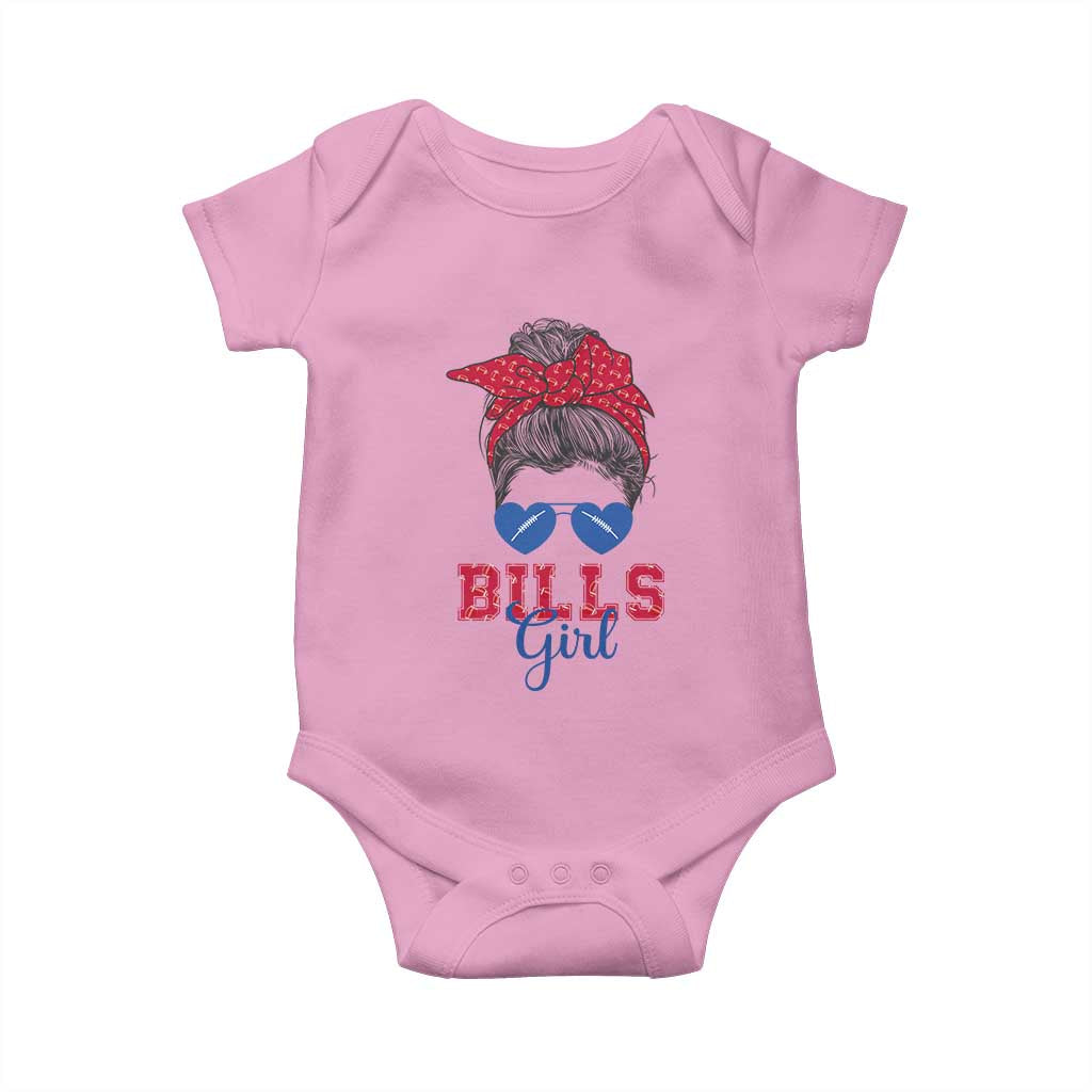 Bills Girl Baby Onesie Messy Bun Funny Sports Fan Team