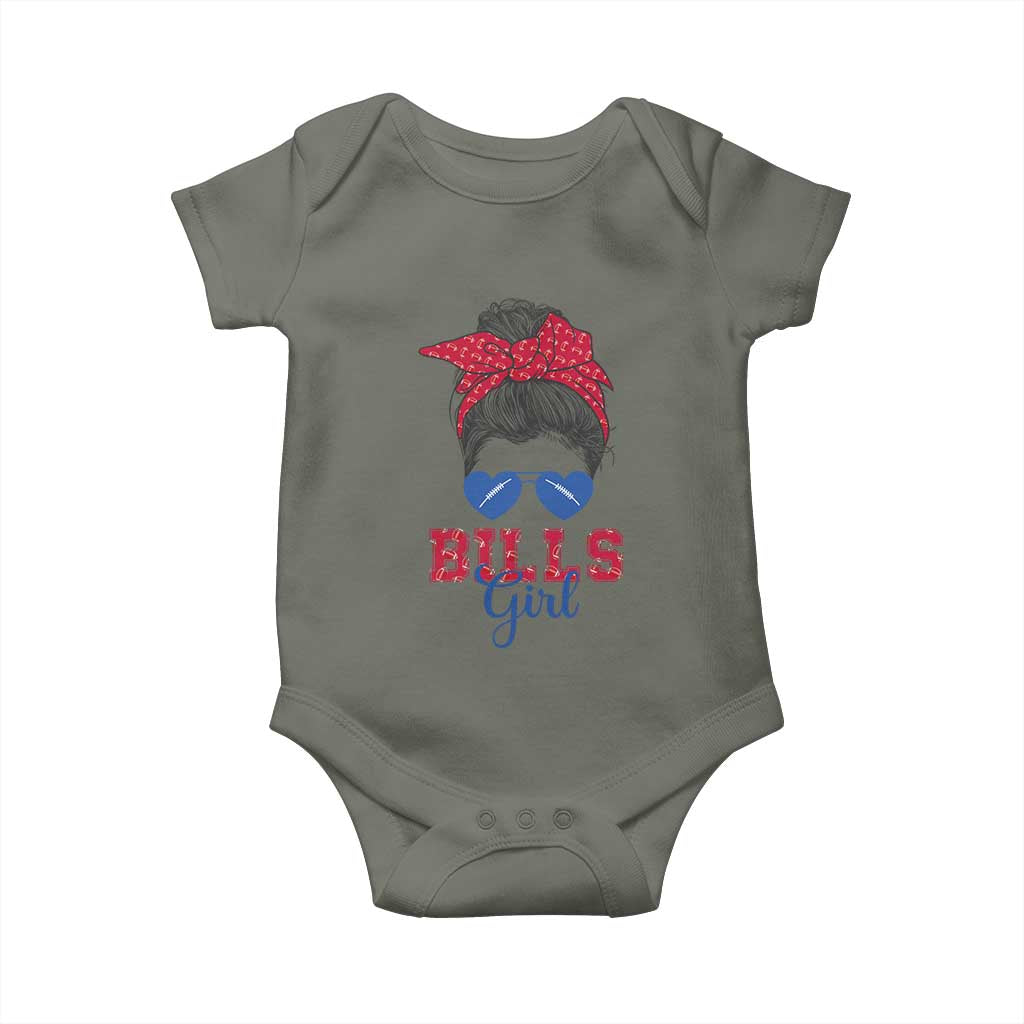 Bills Girl Baby Onesie Messy Bun Funny Sports Fan Team