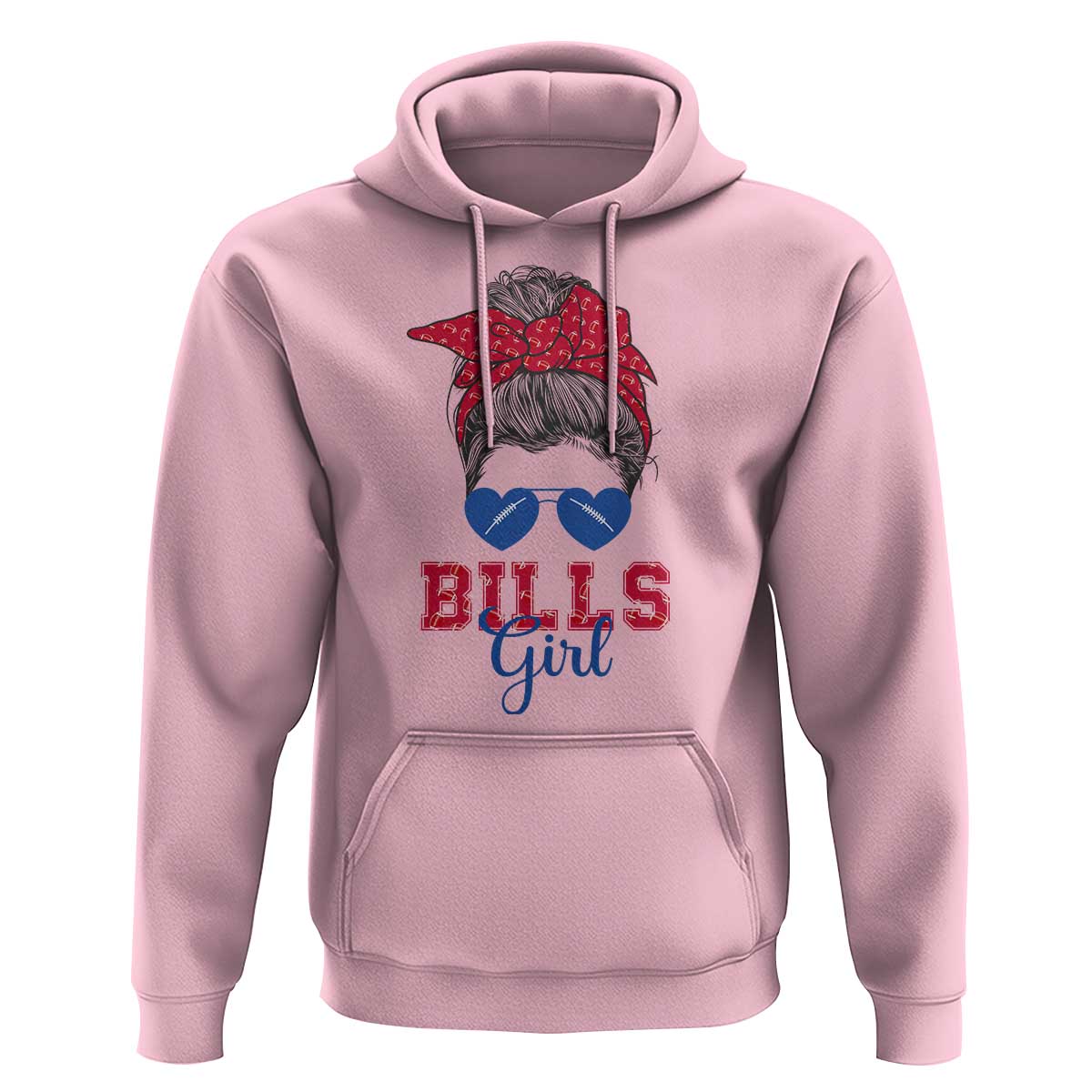 Bills Girl Hoodie Messy Bun Funny Sports Fan Team
