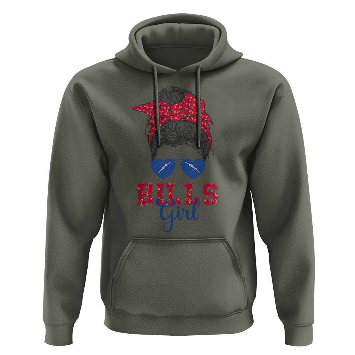 Bills Girl Hoodie Messy Bun Funny Sports Fan Team