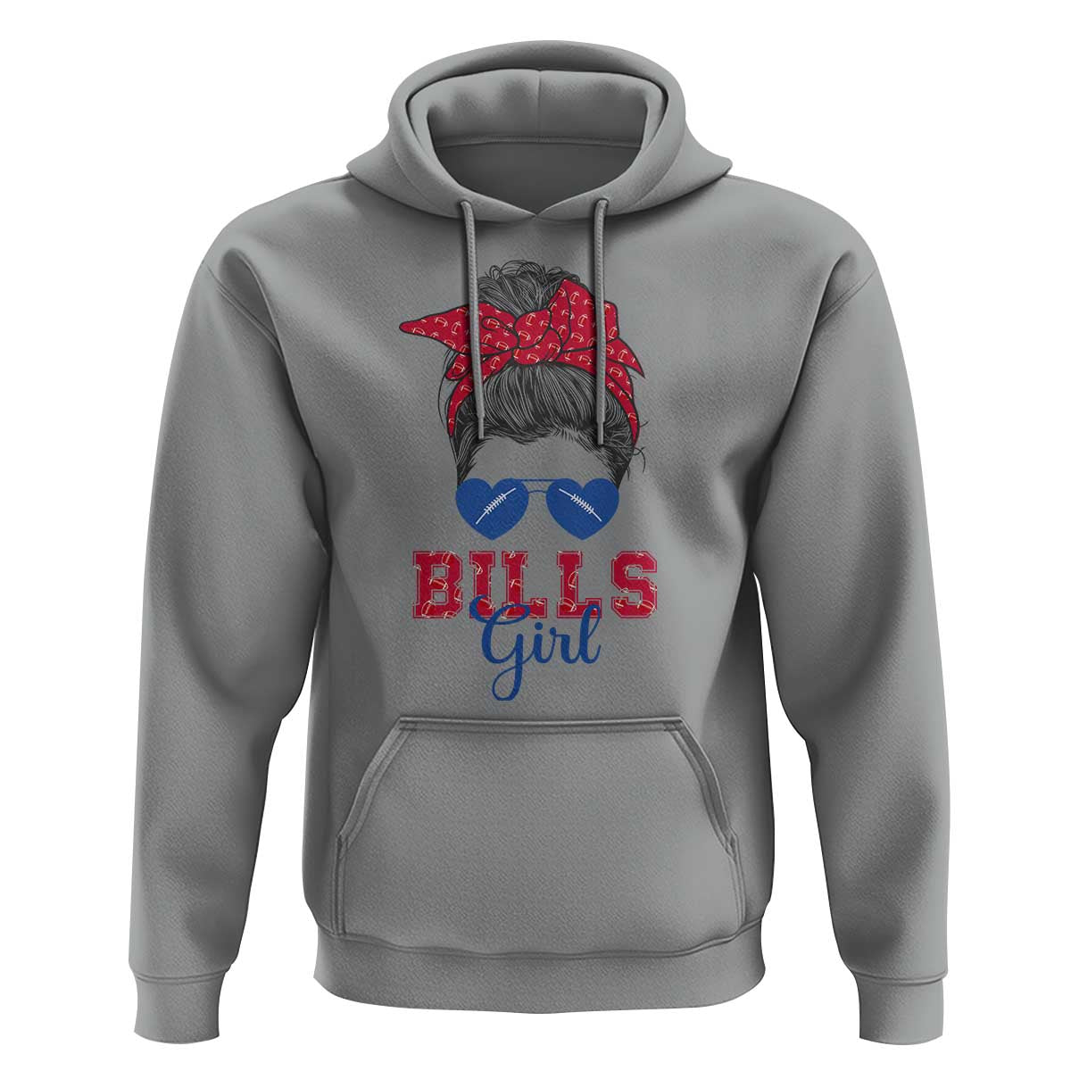 Bills Girl Hoodie Messy Bun Funny Sports Fan Team