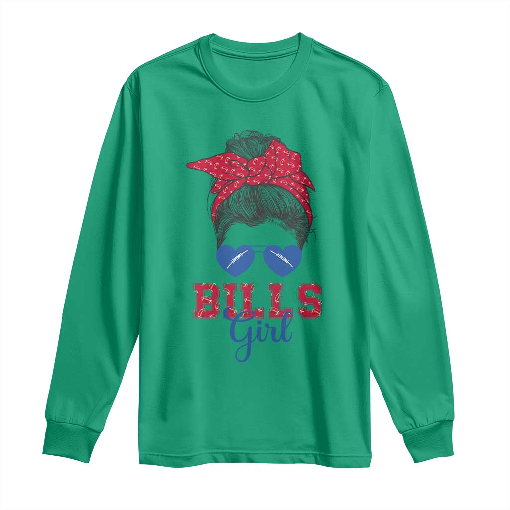 Bills Girl Long Sleeve Shirt Messy Bun Funny Sports Fan Team