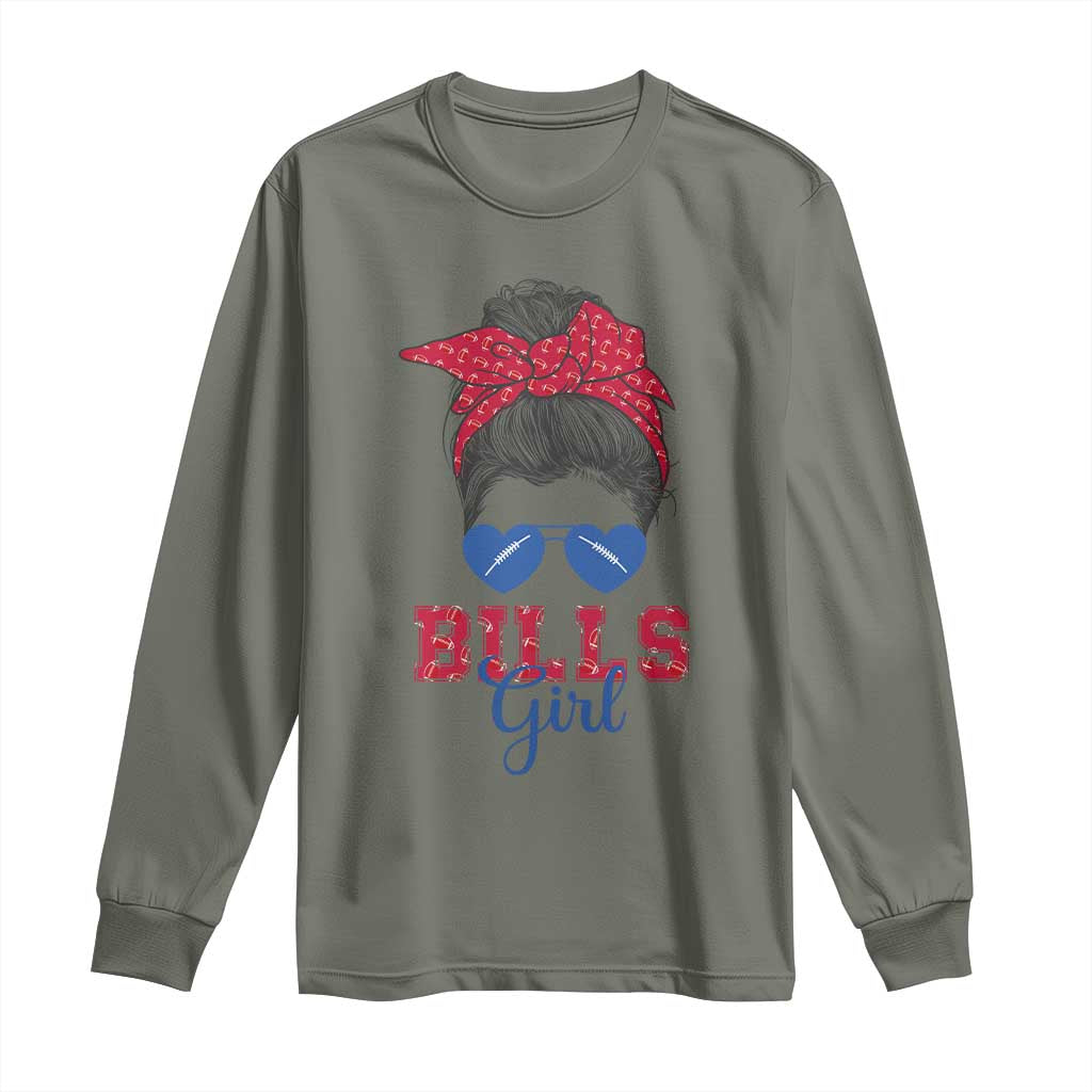 Bills Girl Long Sleeve Shirt Messy Bun Funny Sports Fan Team