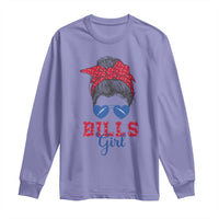Bills Girl Long Sleeve Shirt Messy Bun Funny Sports Fan Team