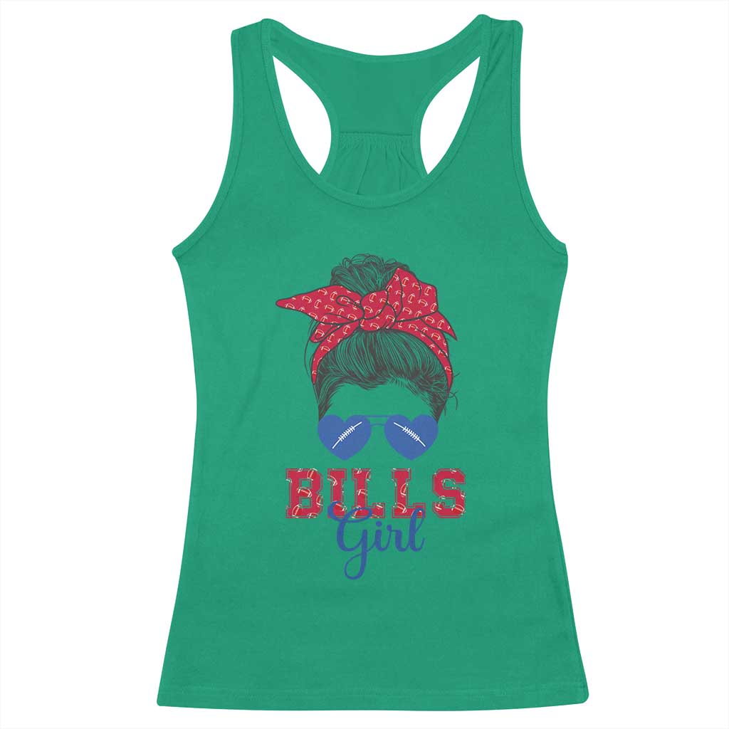 Bills Girl Racerback Tank Top Messy Bun Funny Sports Fan Team