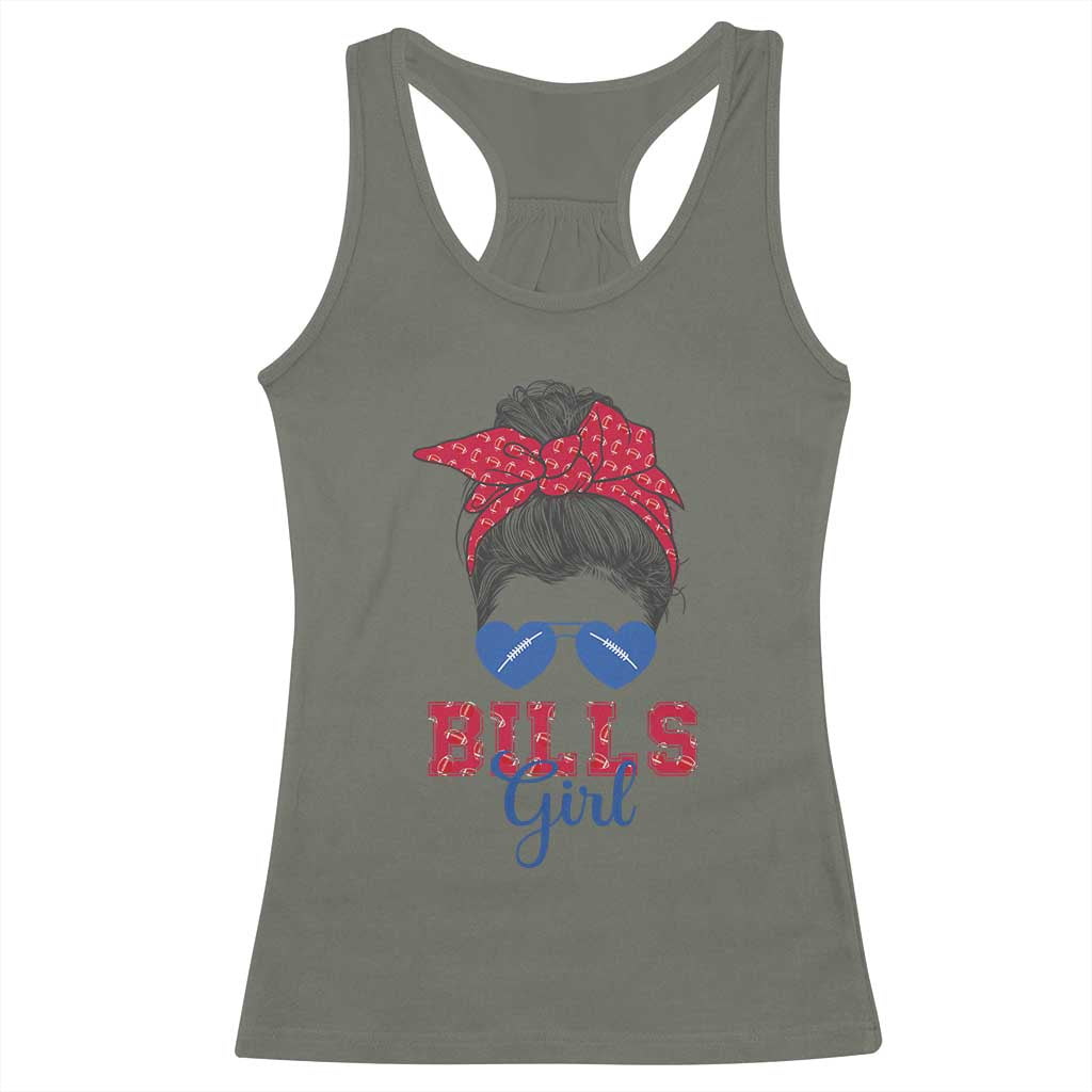 Bills Girl Racerback Tank Top Messy Bun Funny Sports Fan Team