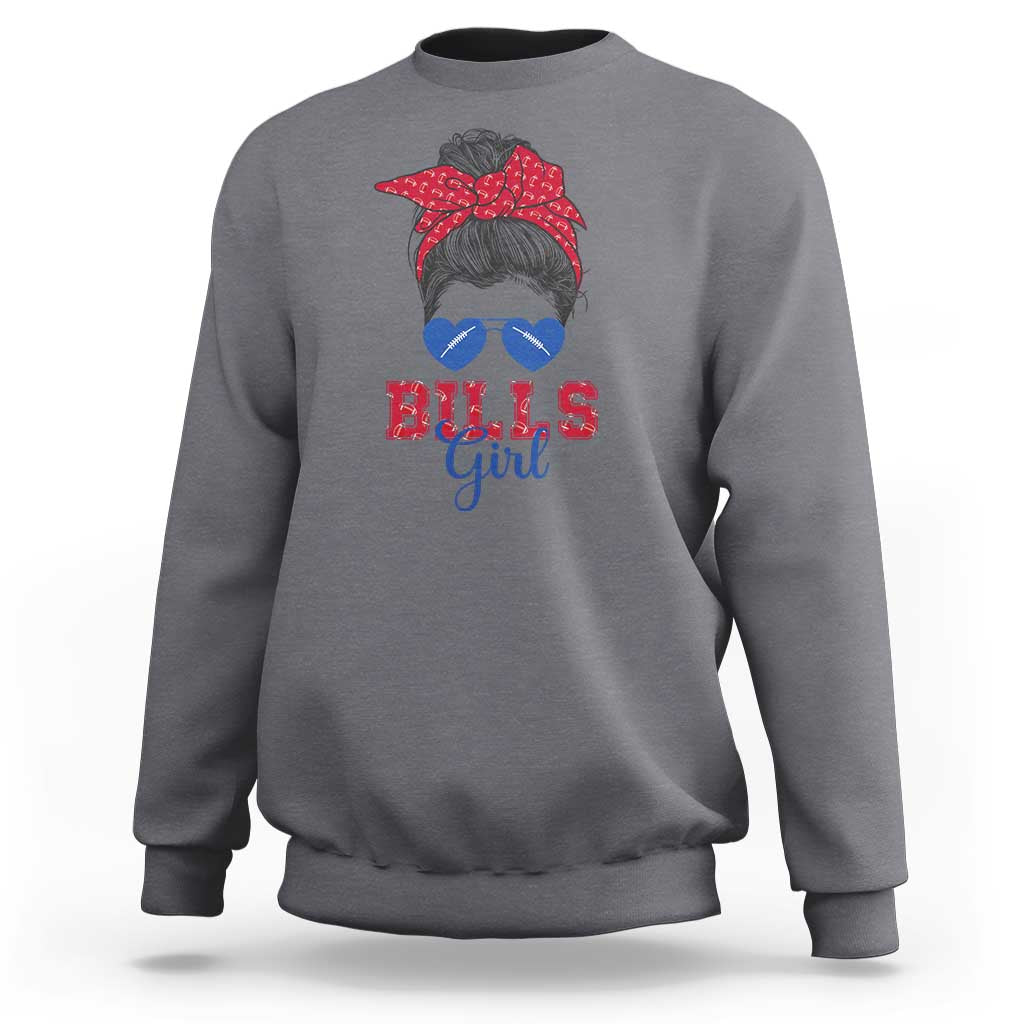 Bills Girl Sweatshirt Messy Bun Funny Sports Fan Team