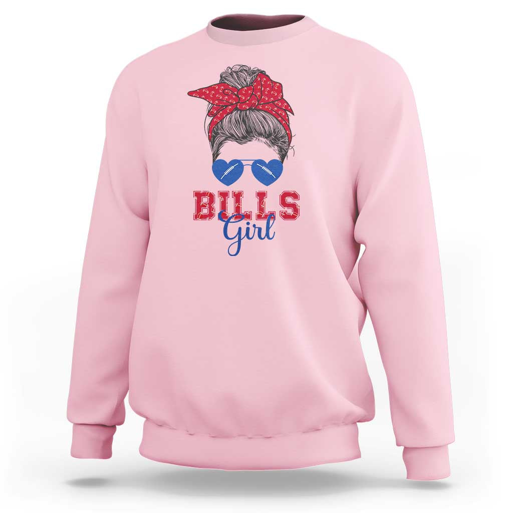 Bills Girl Sweatshirt Messy Bun Funny Sports Fan Team