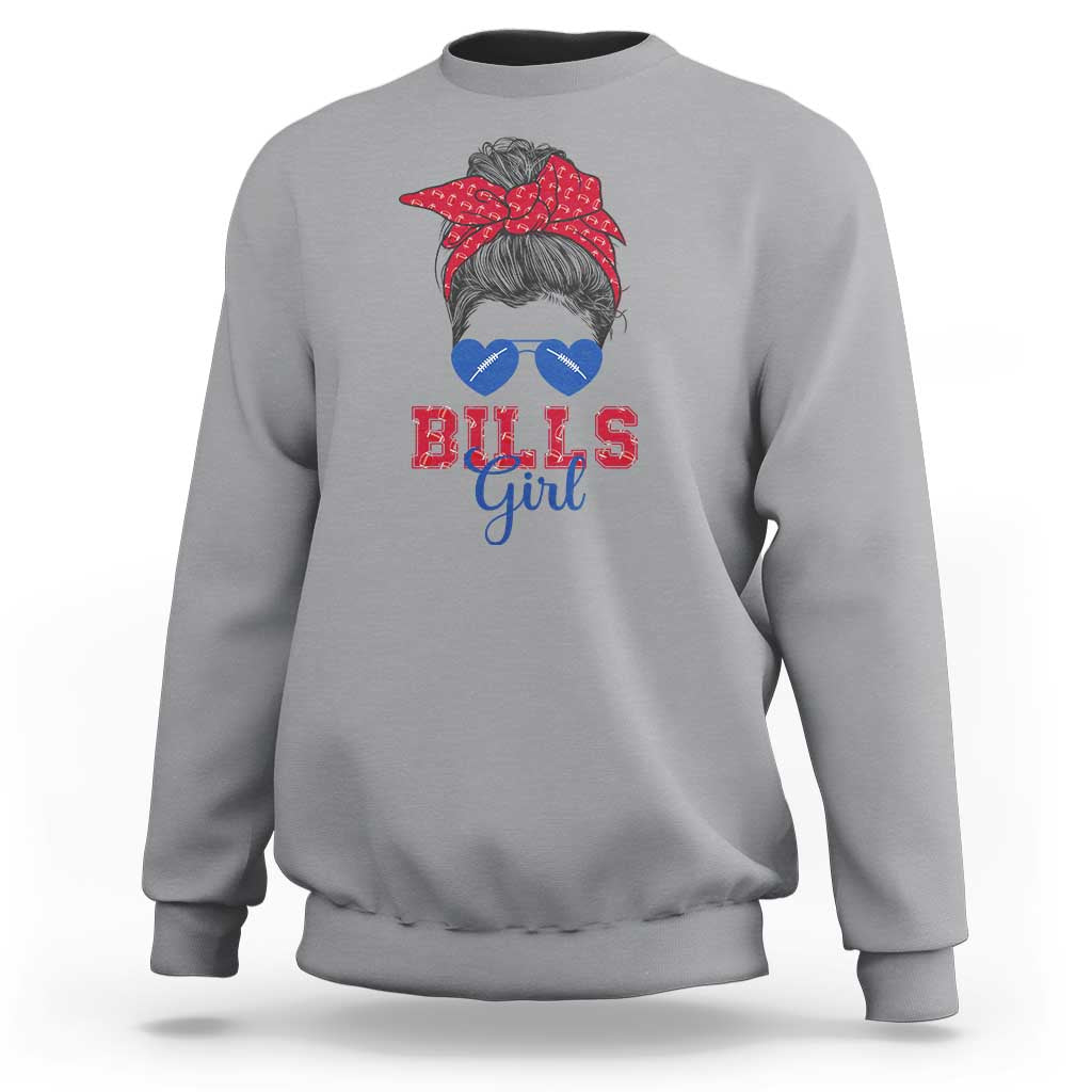 Bills Girl Sweatshirt Messy Bun Funny Sports Fan Team