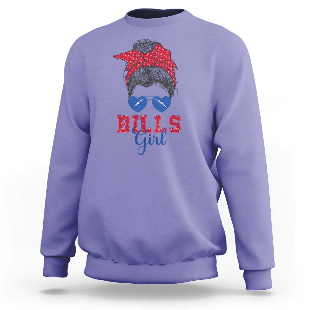 Bills Girl Sweatshirt Messy Bun Funny Sports Fan Team