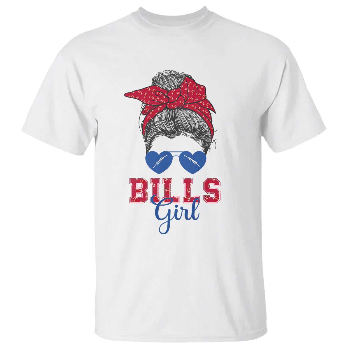 Bills Girl T Shirt Messy Bun Funny Sports Fan Team