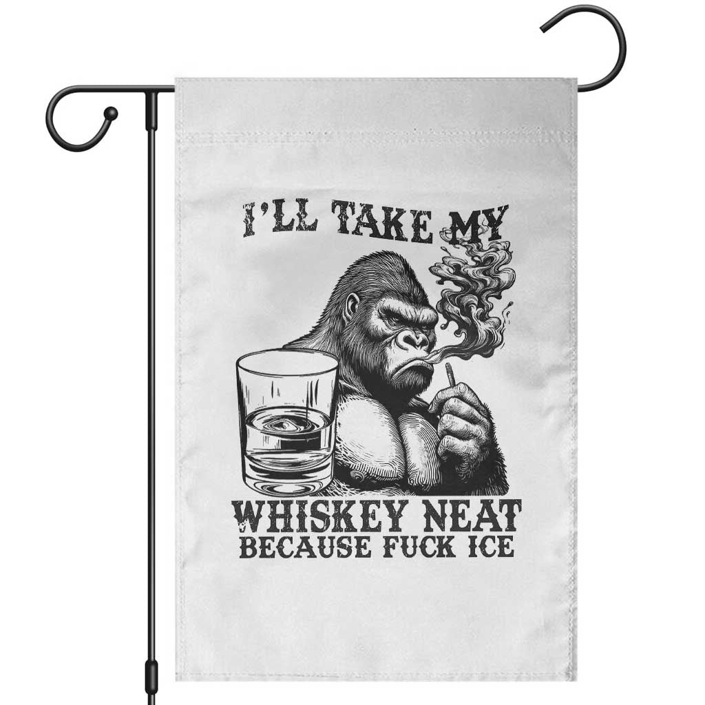 I'll Take My Whiskey Neat Because F Ice Garden Flag Smoking and Drinking Bigfoot Subtle Political Resistance