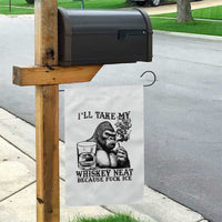 I'll Take My Whiskey Neat Because F Ice Garden Flag Smoking and Drinking Bigfoot Subtle Political Resistance