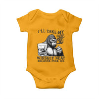 I'll Take My Whiskey Neat Because F Ice Baby Onesie Smoking and Drinking Bigfoot Subtle Political Resistance