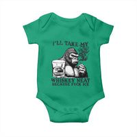 I'll Take My Whiskey Neat Because F Ice Baby Onesie Smoking and Drinking Bigfoot Subtle Political Resistance