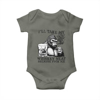 I'll Take My Whiskey Neat Because F Ice Baby Onesie Smoking and Drinking Bigfoot Subtle Political Resistance