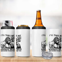 I'll Take My Whiskey Neat Because F Ice 4 in 1 Can Cooler Tumbler Smoking and Drinking Bigfoot Subtle Political Resistance