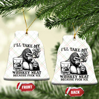 I'll Take My Whiskey Neat Because F Ice Ceramic Ornament Smoking and Drinking Bigfoot Subtle Political Resistance