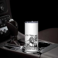 I'll Take My Whiskey Neat Because F Ice Skinny Tumbler Smoking and Drinking Bigfoot Subtle Political Resistance
