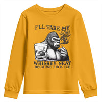 I'll Take My Whiskey Neat Because F Ice Youth Sweatshirt Smoking and Drinking Bigfoot Subtle Political Resistance