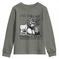 I'll Take My Whiskey Neat Because F Ice Youth Sweatshirt Smoking and Drinking Bigfoot Subtle Political Resistance