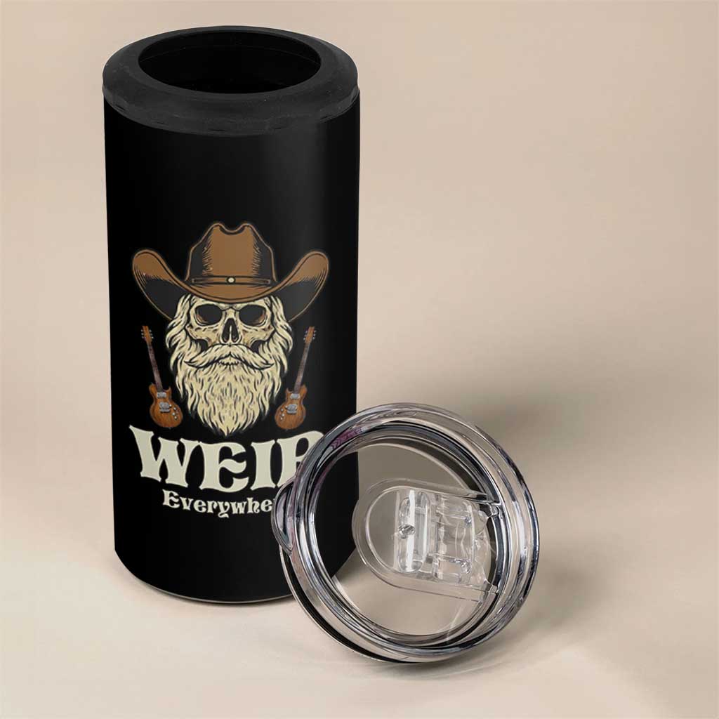 Weir Everywhere Western Skull Guitarist 4 in 1 Can Cooler Tumbler Legendary Musician Memorial Retro Tribute for Fans