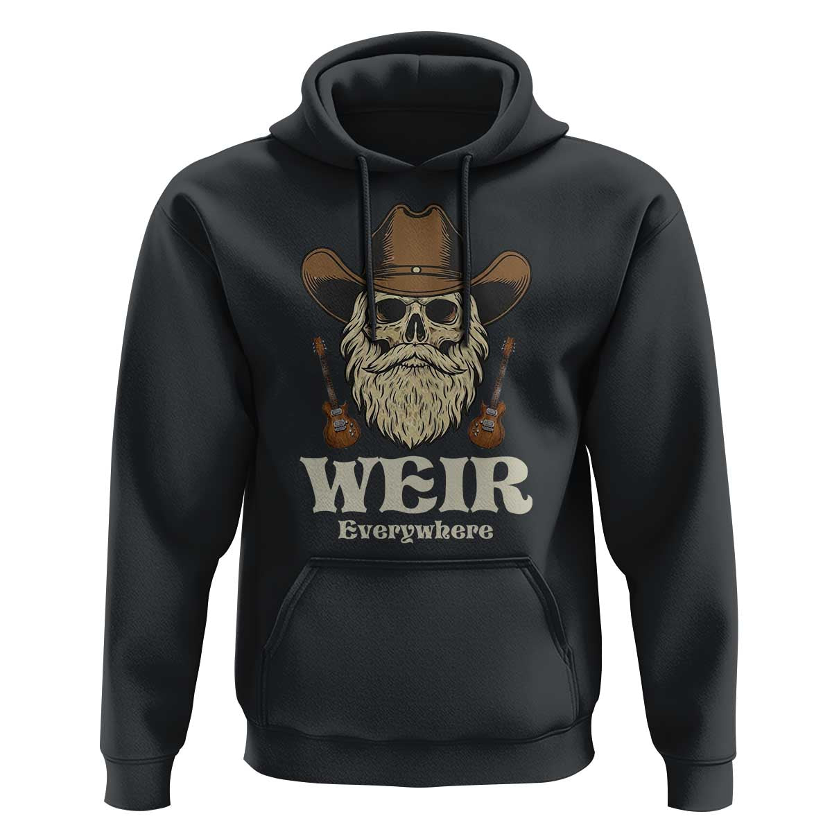 Weir Everywhere Western Skull Guitarist Hoodie Legendary Musician Memorial Retro Tribute for Fans